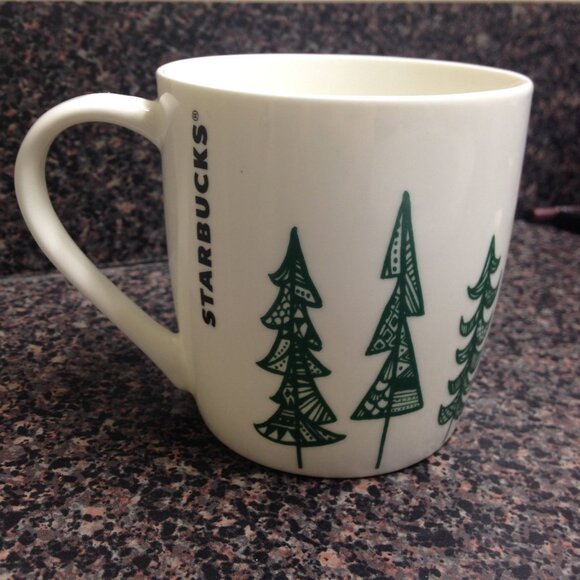 Starbucks Coffee Cup Mug Christmas Trees 2015 Holiday Pine Trees Evergreens - Picture 2 of 3